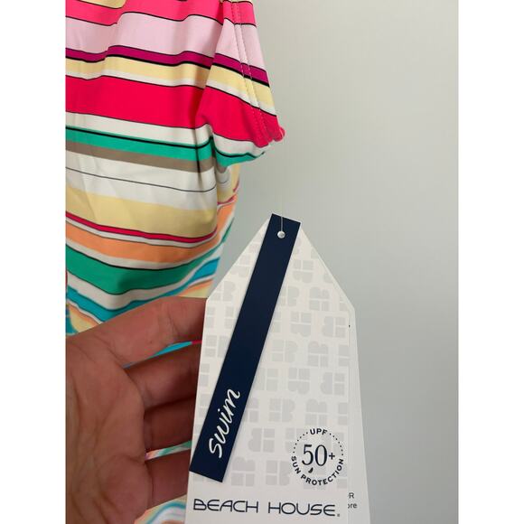 Beach House Blair Striped High Neck Tankini Top - Size 8 - Picture 6 of 9